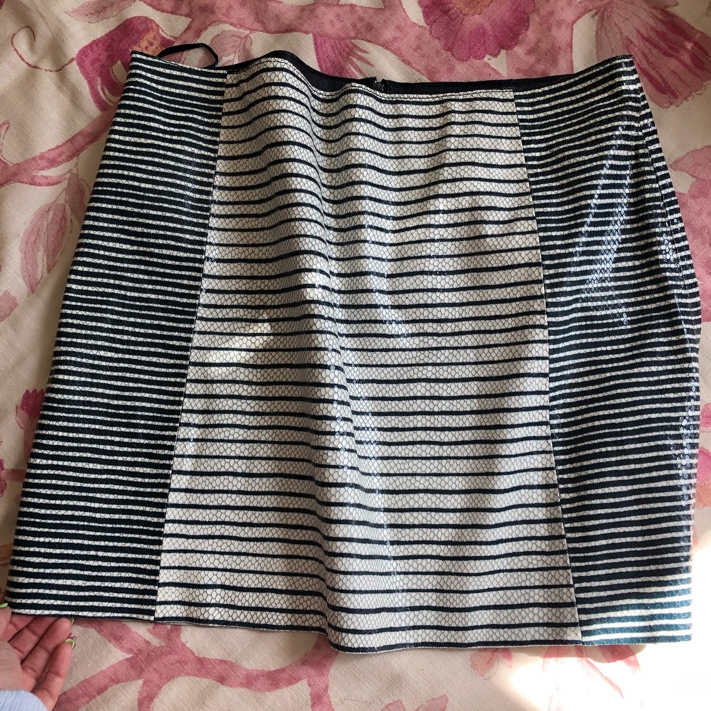 Tory Burch Leather Sorrel Stripe Skirt